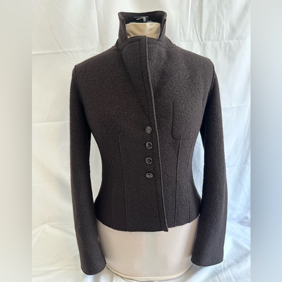 ARMANI Collezioni Black Front Button 100% wool Blazer made in Italy Size 10 - Picture 5 of 14